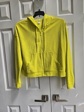 Old Navy Cropped Full-Zip Chartreuse Hoodie
